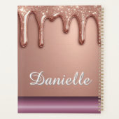 Roségold Glitter-Tropf Custom Name Monogramm Planer (Rückseite)