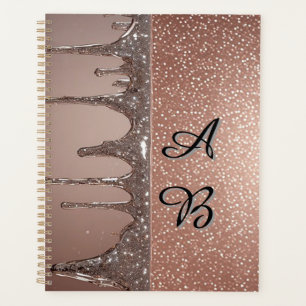 Roségold Glitter-Tropf Custom Name Monogramm Planer