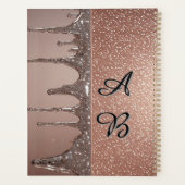Roségold Glitter-Tropf Custom Name Monogramm Planer (Rückseite)