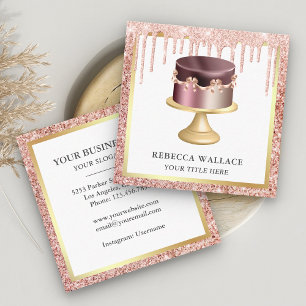 Roségold Glitter Tropfen Benutzerdefinierte Pinke Quadratische Visitenkarte