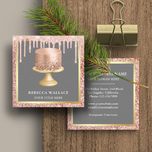 Roségold Glitter-Tropfen Blush Pink individueller Quadratische Visitenkarte