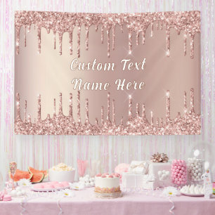 Roségold Glitter-Tropfen individuell Text Name Ban Banner