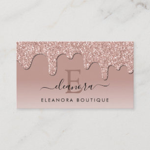 Roségold Glitter Tropfen Schmuck Designer Monogram Visitenkarte
