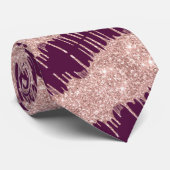 Roségold-Glitter und Bordeaux-Schlips Krawatte (Gerollt)