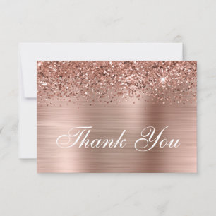 Roségold Glitter und Ombre Folie Dankeskarte
