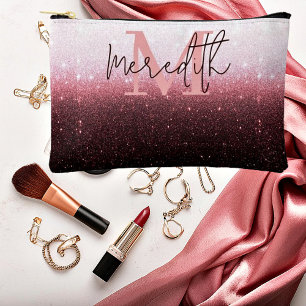 Roségold-Glitter-Verlauf personalisiert Zubehörtasche