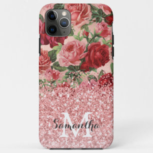 Roségold Glitter Vintage Rosa Rotrose Floral Case-Mate iPhone Hülle