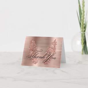 Roségold Glitterflügel und Folien-Kalligrafie Dankeskarte