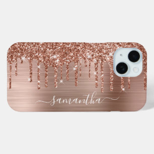 Roségold Glittertropfen und Folie Girly Signatur Case-Mate iPhone Hülle
