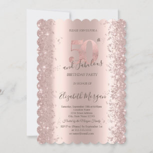 Roségold Glitzer Diamanten 50. Geburtstag Einladung