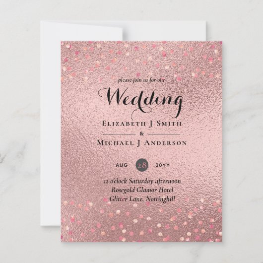 RoseGold Glitzer Glam Foil Look Wedding BUDGET (Vorderseite)
