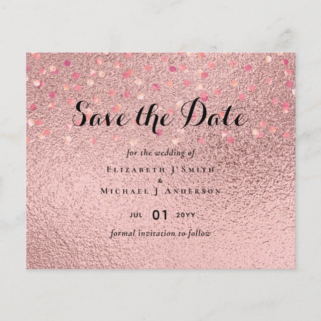 RoseGold Glitzer Glam Foil Look Wedding BUDGET (Vorderseite)