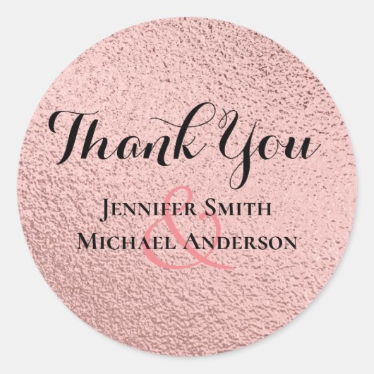 RoseGold Glitzer Glam Foil Look Wedding BUDGET Runder Aufkleber (Vorderseite)