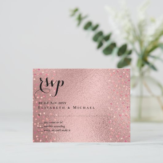 RoseGold Glitzer Glam UAWG Wedding BUDGET Postkarte (Stehend Vorderseite)