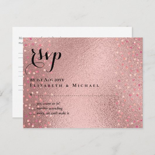 RoseGold Glitzer Glam UAWG Wedding BUDGET Postkarte (Vorne/Hinten)