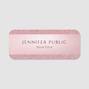 Rosegold Glitzer Moderne Elegante Template Trendy Namensschild