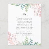 Rosegold Greenery Wedding Reception Program (Vorderseite)