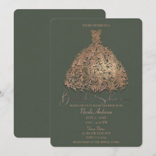 Roségold-grünes botanisches Brautkleid für den Pol Einladung