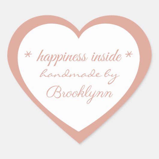 Rosegold handmade by X, Custom Elegant   Herz-Aufkleber (Vorderseite)