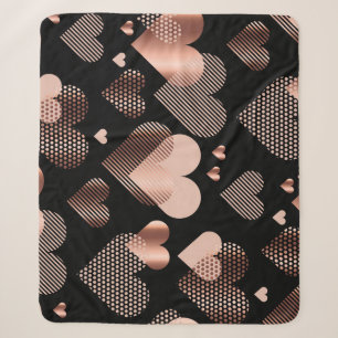 Roségold-Herzen, vintage Schwarz. Sherpadecke