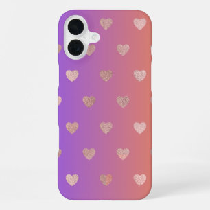 Roségold-Herzmuster-iPhone-16-Case. iPhone 16 Plus Hülle