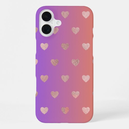 Roségold-Herzmuster-iPhone-16-Case. iPhone Hülle (Rückseite)