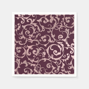 Roségold Himbeerwein Moderne elegante Hochzeit Serviette