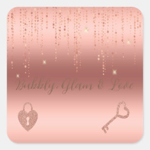 Roségold Konfetti Brautparty Quadratischer Aufkleber
