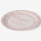 Roségold Konfetti Oh Mädchen Chic Kreis Pappteller (Schrägansicht)