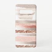 Rosegold Kupfer Glitzer Streifen Samsung Galaxy Hülle (Rückseite)