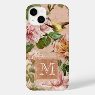 Roségold Mädchenhaftes Florales Vintage Rosa Monog Case-Mate iPhone 14 Hülle