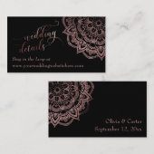 Rosegold Mandala Black Wedding Details Beipackkart Begleitkarte (Vorne/Hinten)