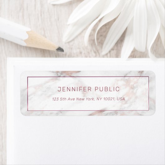 Rosegold Marble Modern Template Rücksendeadresse (Insitu)