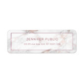 Rosegold Marble Modern Template Rücksendeadresse (Vorne)