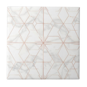 Roségold-Marmor-Geometrisches Muster Fliese