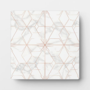 Roségold-Marmor-Geometrisches Muster Fotoplatte