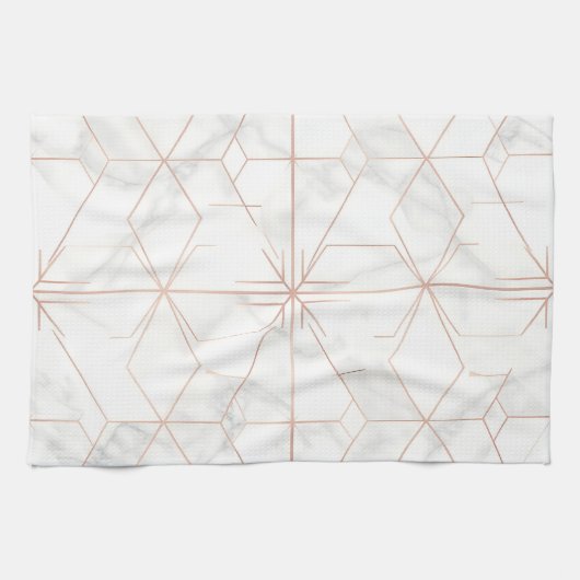 Roségold-Marmor-Geometrisches Muster Geschirrtuch (Horizontal)