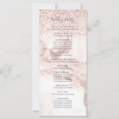 Roségold-Marmor-Glitter-Elegantes Hochzeitsprogram (Rückseite)