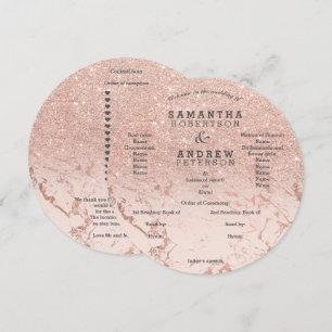 Roségold-Marmor-Glitter-Ombre-Hochzeitsprogramm Einladung