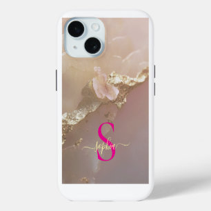 Roségold-Marmor-Gold-Glitter-Monogramm Case-Mate iPhone Hülle
