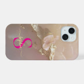 Roségold-Marmor-Gold-Glitter-Monogramm iPhone 15 Hülle (Rückseite (Horizontal))