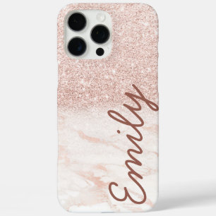 Roségold-Marmor-Ombre-Glitter-Eigenname iPhone 16 Pro Max Hülle