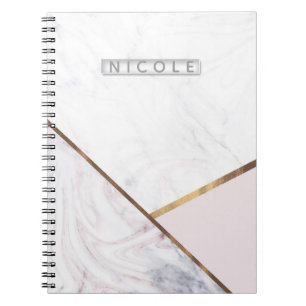 Roségold Marmor Wirbel & Blassrosa Bronze Glam Notizblock