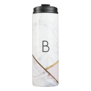 Roségold-Marmorwirbel & Blassrosa Bronzeglamour Thermosbecher