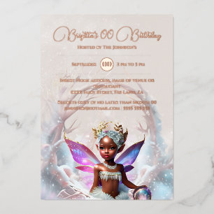 Roségold Melanin Fee Winter Whimsical Portal Folieneinladung