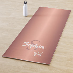 Roségold-Metall-Monogramm-Name-Skript Yogamatte
