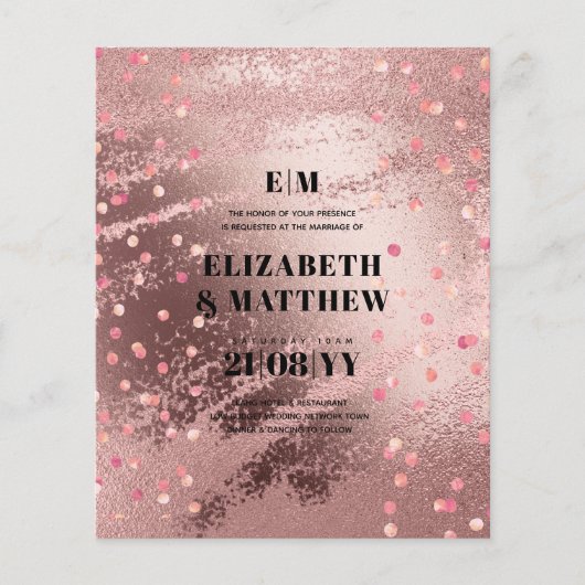 Rosegold Metallic - FLYER für Hochzeiten mit niedr (Vorne)
