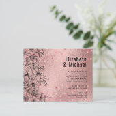 Rosegold Metallic WEDDING Glitzer Look Einladungspostkarte (Stehend Vorderseite)