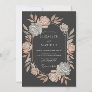 Roségold Metallische Botanische Hochzeit Einladung