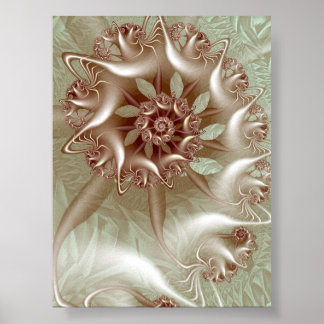 Roségold Metallische Spirale Geometrische Fraktale Poster